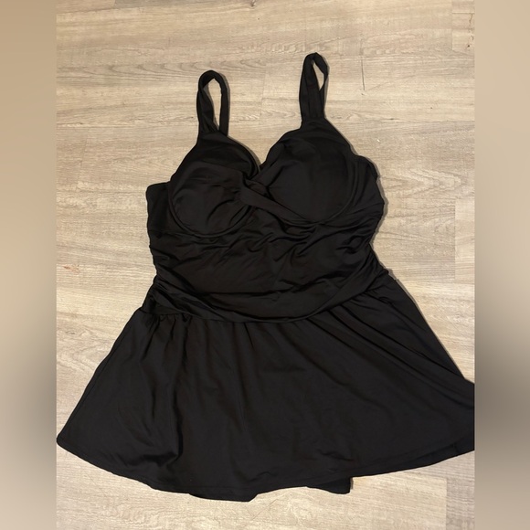 Anne Cole Other - Anne Cole Swim Suit Womens 20w Black One Piece Flowy Ruche Beach Vacation Pool